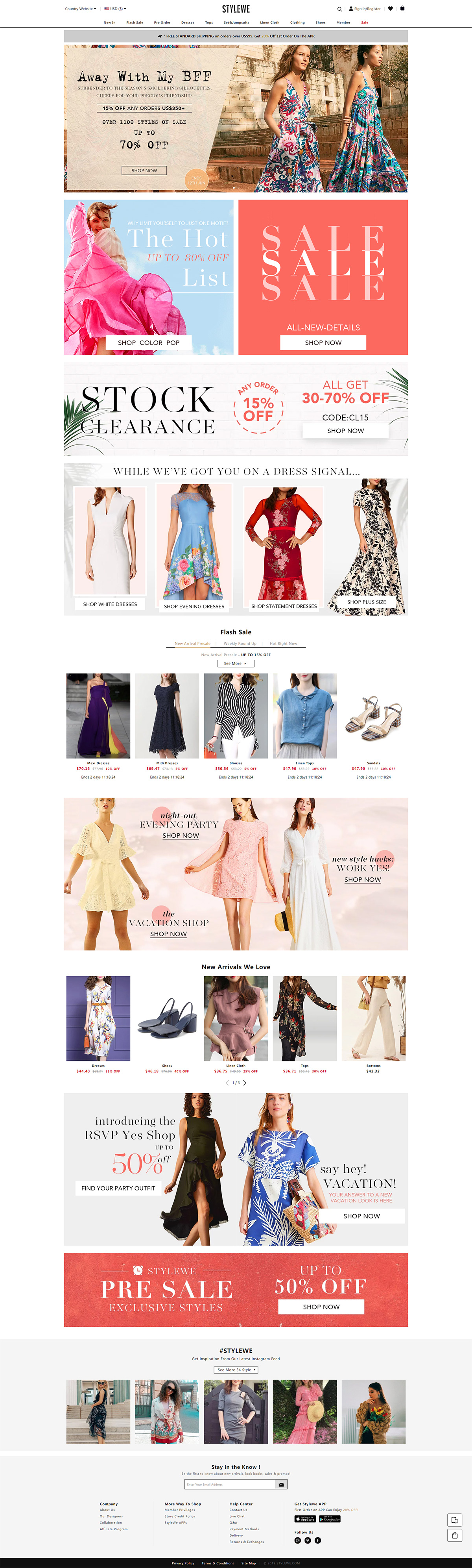 STYLEWE女裝外貿(mào)獨立站，跨境電商多語言商城網(wǎng)站建設開發(fā)